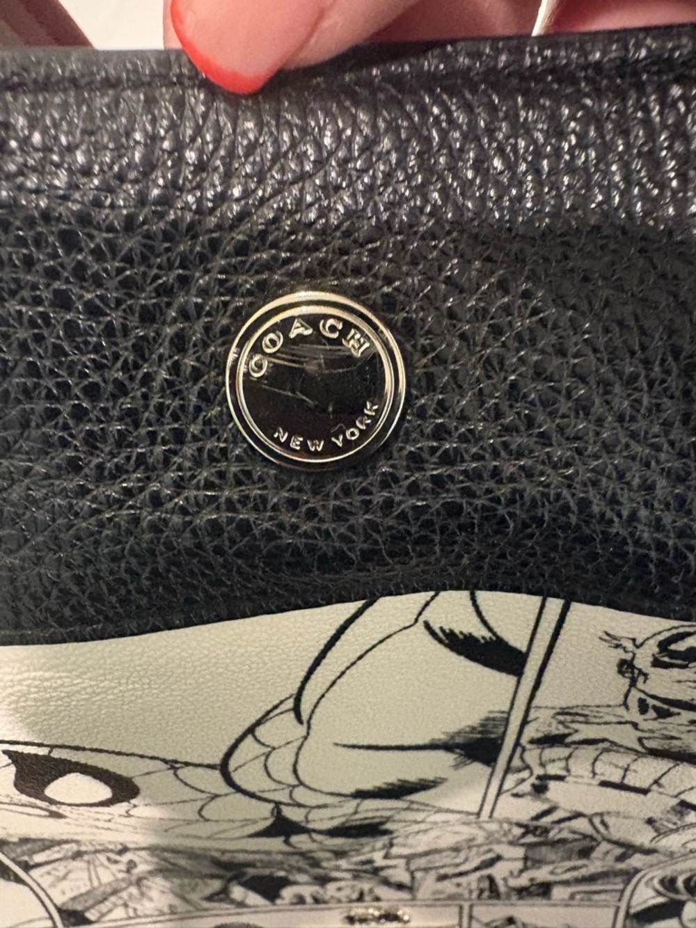 Retired Coach Black & White Marvel Print Tote with Star-Striped Handles - Picture 11 of 14